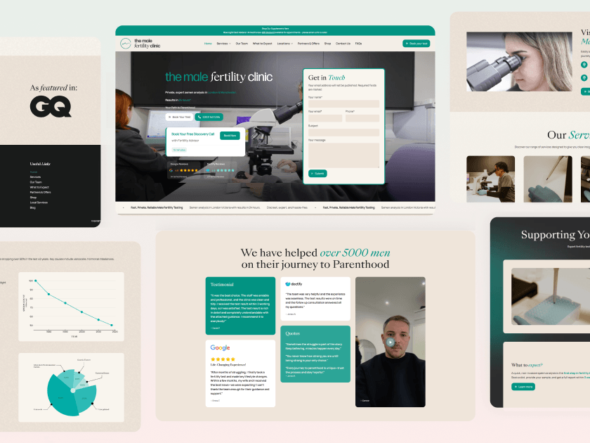 The Male Fertility Clinic website design — secure medical booking platform